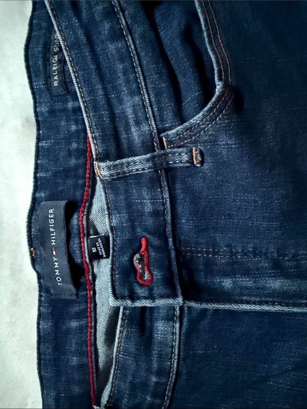 Tommy Hilfiger Slim Dark Denim Jeans with Red Trim